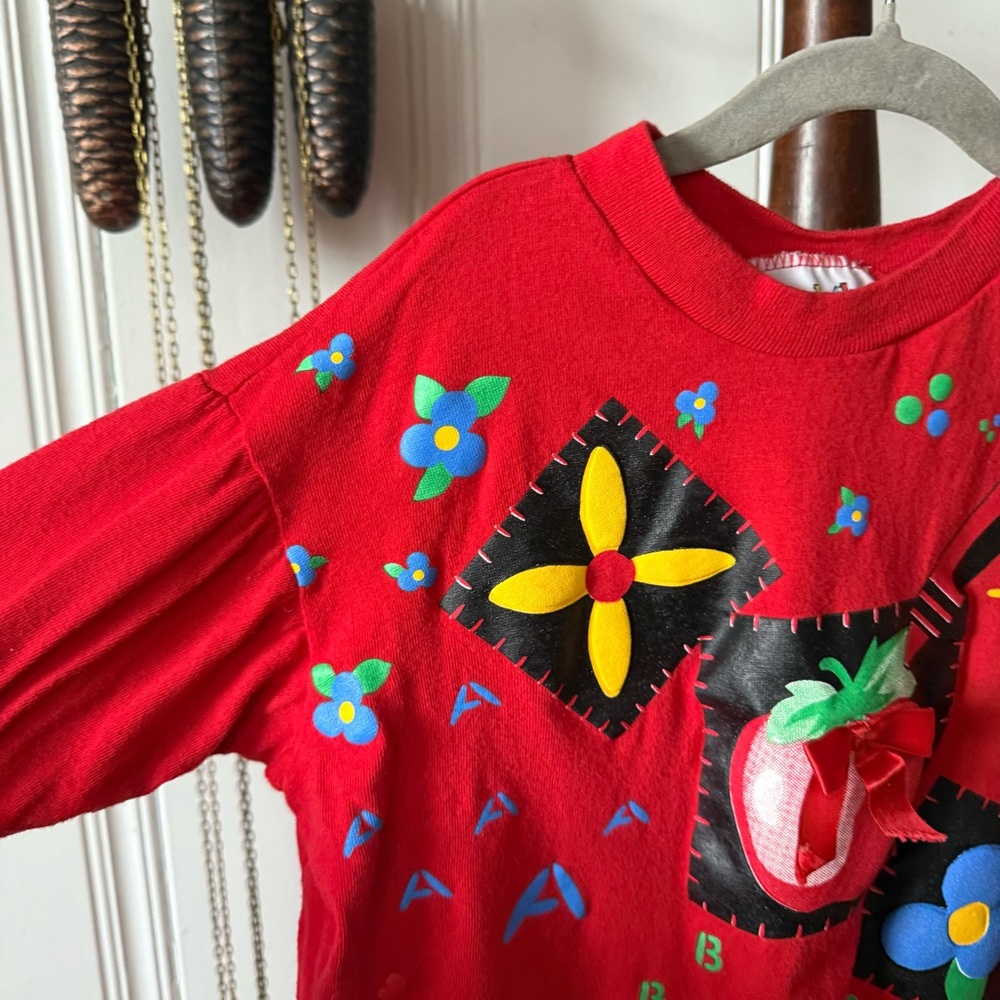 Vintage 90s ABC’s Red Romper Jumpsuit size 3t - Picture 4 of 7